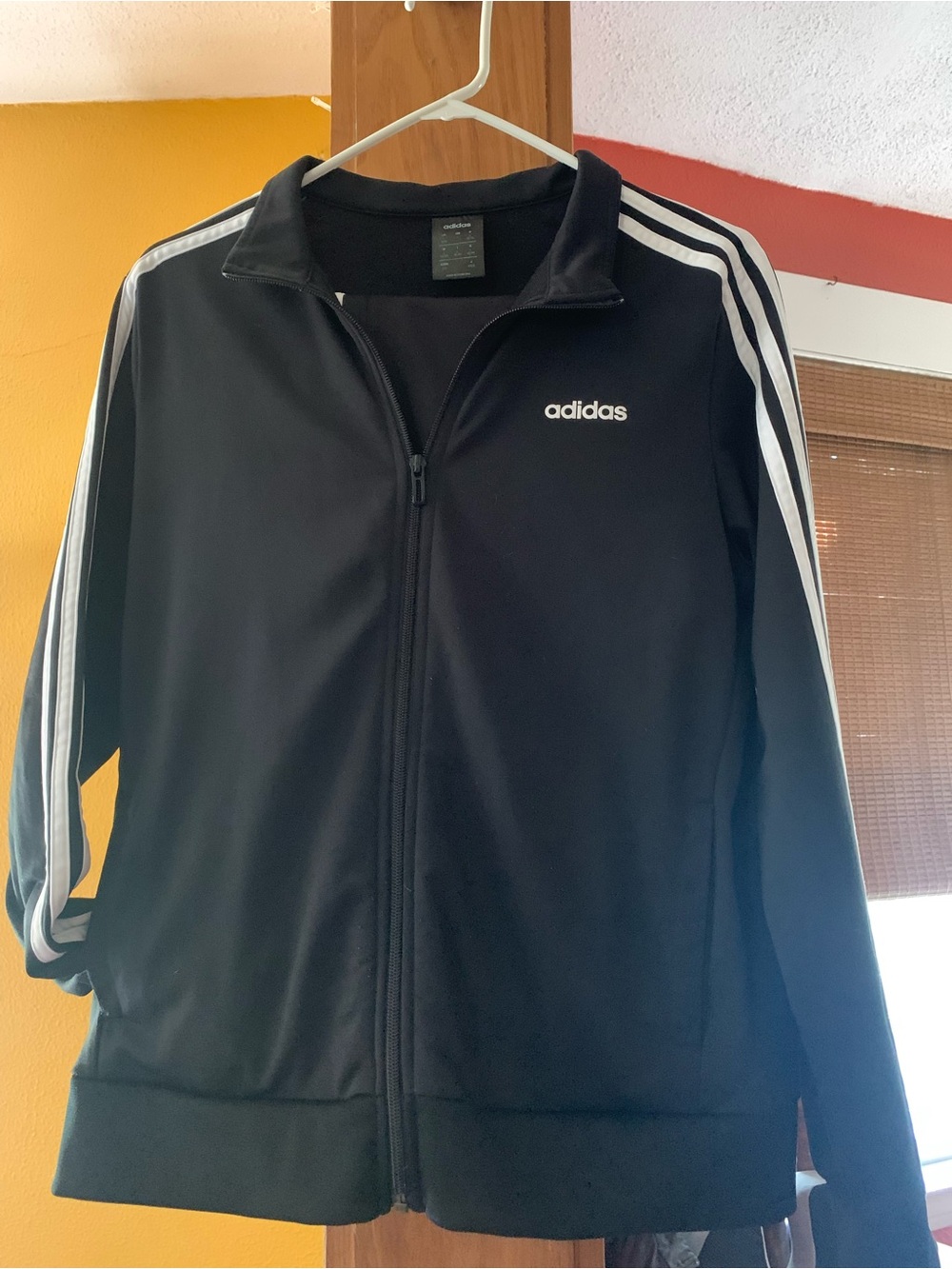 adidas Black Lightweight Zip Track Jacket with White Stripes